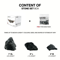 WIO Zestaw Stone Set Box - kamienie XL, L, M i Nano Rocks do akwarium